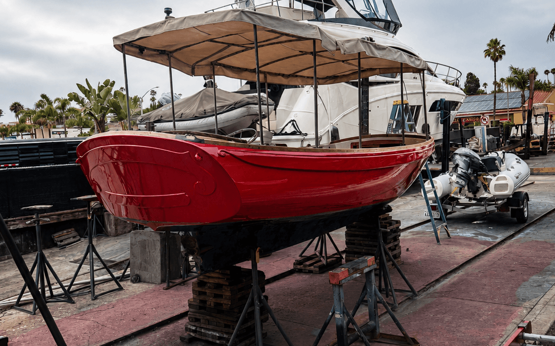 Duffy hull after bottom paint restoration