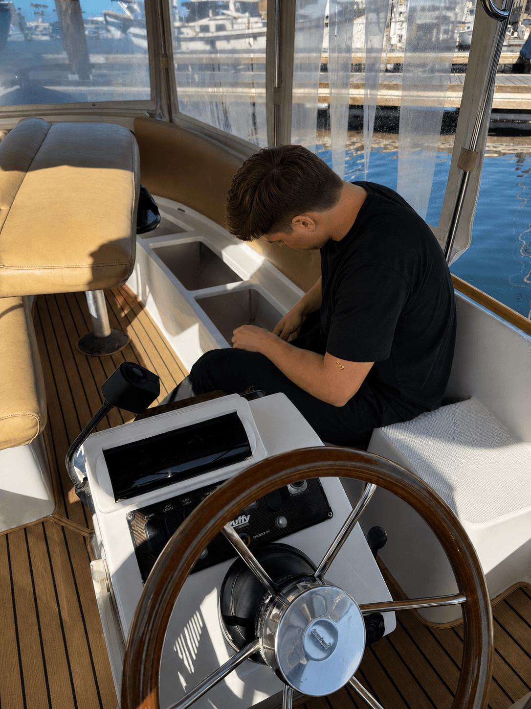 Electric boat harbor care maintenance — routine service check